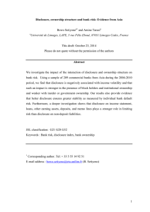 Disclosure, ownership structure and bank risk: Evidence from Asia  Bowo Setiyono