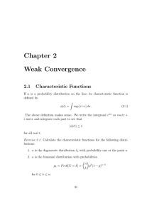 Chapter 2 Weak Convergence 2.1 Characteristic Functions