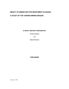 IMPACT OF MINING SECTOR INVESTMENT IN GHANA: FOR SAPRI