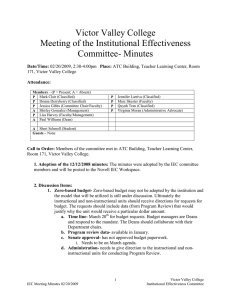 Victor Valley College Meeting of the Institutional Effectiveness Committee- Minutes