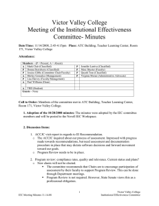 Victor Valley College Meeting of the Institutional Effectiveness Committee- Minutes