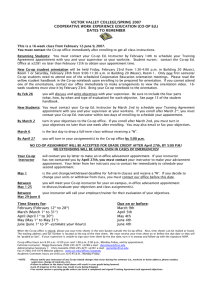 VICTOR VALLEY COLLEGE/SPRING 2007 COOPERATIVE WORK EXPERIENCE EDUCATION (CO-OP Ed.)