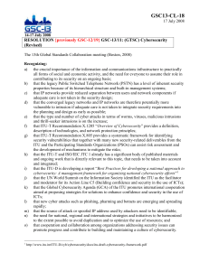 GSC13-CL-18 RESOLUTION GSC-13/11: (GTSC) Cybersecurity (Revised)