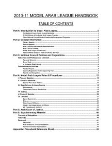 2010-11 MODEL ARAB LEAGUE HANDBOOK  TABLE OF CONTENTS