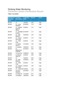 Drinking Water Monitoring Distribution System Disinfectants Results FREE CHLORINE Distribution