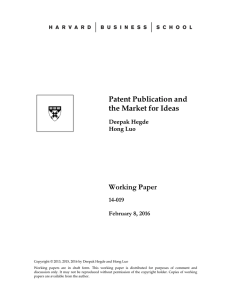 Patent Publication and the Market for Ideas Working Paper