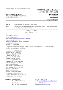 Doc 19R3 ICT&amp;CC Joint Coordination Activity (JCA- ICT&amp;CC) English only