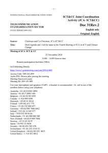 Doc 31Rev.2 ICT&amp;CC Joint Coordination Activity (JCA- ICT&amp;CC) English only