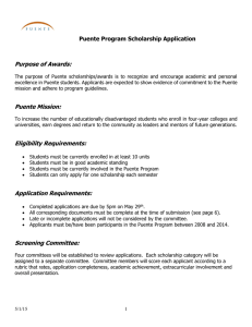 Purpose of Awards: Puente Program Scholarship Application