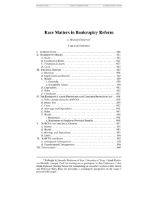 Race Matters in Bankruptcy Reform  A. Mechele Dickerson T