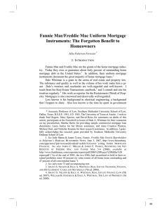 Fannie Mae/Freddie Mac Uniform Mortgage Instruments: The Forgotten Benefit to Homeowners I. I