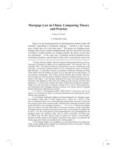 Mortgage Law in China: Comparing Theory and Practice I. I