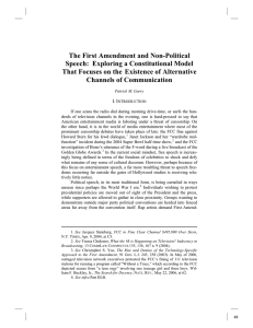 The First Amendment and Non-Political Speech:  Exploring a Constitutional Model