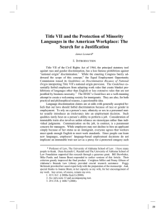 Title VII and the Protection of Minority Search for a Justification