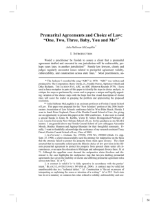Premarital Agreements and Choice of Law: I. I *