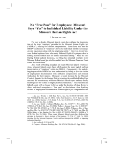 No “Free Pass” for Employees:  Missouri Missouri Human Rights Act