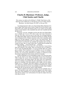 Charles B. Blackmar: Professor, Judge, Chief Justice and Charlie