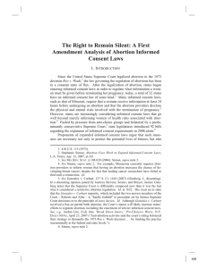 The Right to Remain Silent: A First Consent Laws I. I