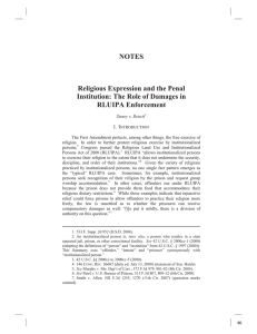 NOTES  Religious Expression and the Penal Institution: The Role of Damages in