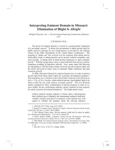 Interpreting Eminent Domain in Missouri: Allright I. I