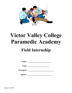 Victor Valley College Paramedic Academy Field Internship