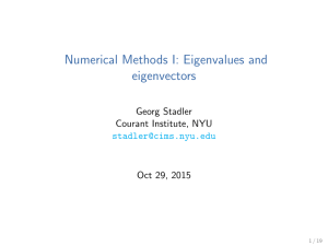 Numerical Methods I: Eigenvalues and eigenvectors Georg Stadler Courant Institute, NYU