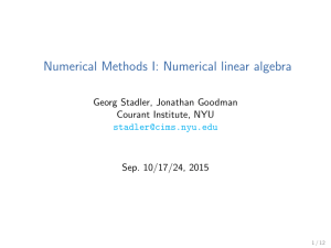 Numerical Methods I: Numerical linear algebra Georg Stadler, Jonathan Goodman