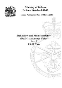 Ministry of Defence Defence Standard 00-42 Reliability and Maintainability (R&amp;M) Assurance Guide