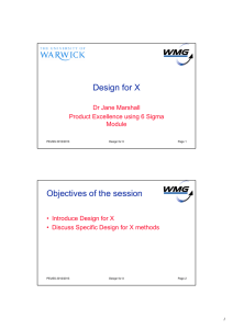 Design for X Objectives of the session