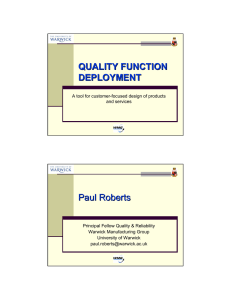 QUALITY FUNCTION DEPLOYMENT Paul Roberts