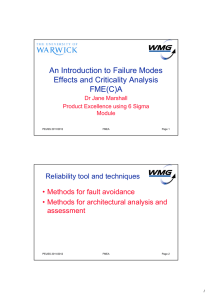 An Introduction to Failure Modes Effects and Criticality Analysis FME(C)A