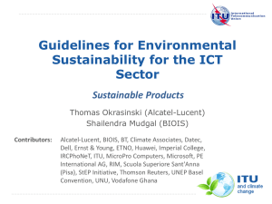 Guidelines for Environmental Sustainability for the ICT Sector Sustainable Products