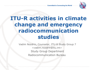 ITU-R activities in climate change and emergency radiocommunication studies