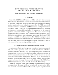 HOW THE DEMO FUSION REACTOR SHOULD LOOK IF ITER FAILS 1. Summary