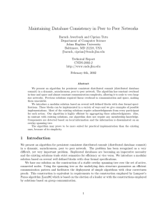 Maintaining Database Consistency in Peer to Peer Networks