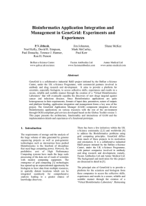 Bioinformatics Application Integration and Management in GeneGrid: Experiments and Experiences