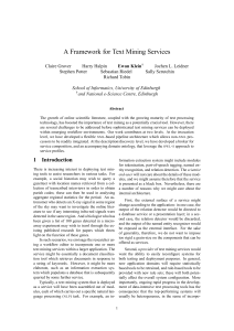 A Framework for Text Mining Services Claire Grover Harry Halpin Jochen L. Leidner