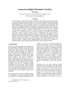 Long-term Digital Metadata Curation  Arif Shaon Abstract