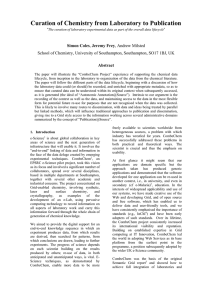 Curation of Chemistry from Laboratory to Publication  Simon Coles Abstract