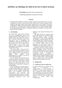 QoSOnt: an Ontology for QoS in Service-Centric Systems Glen Dobson Abstract