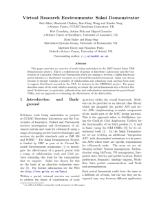 Virtual Research Environments: Sakai Demonstrator