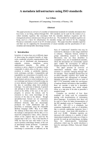 A metadata infrastructure using ISO standards  Lee Gillam Abstract