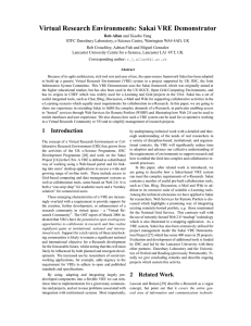 Virtual Research Environments: Sakai VRE Demonstrator