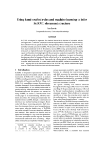Using hand-crafted rules and machine learning to infer SciXML document structure Abstract