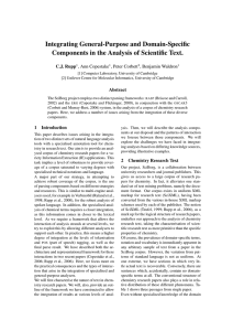 Integrating General-Purpose and Domain-Specific Components in the Analysis of Scientific Text.