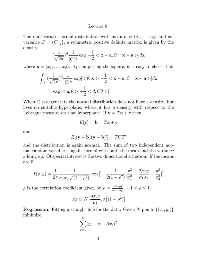 Lecture 8 The Multivariate Normal Distribution With Mean A A