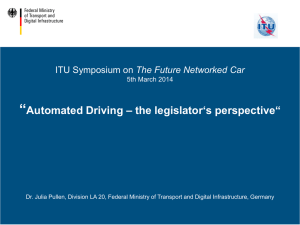 “ Automated Driving – the legislator‘s perspective“ Headline 24 Pt