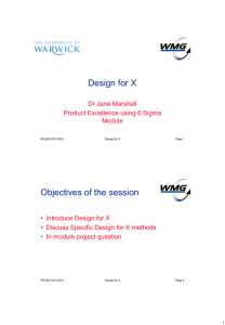 Design for X Objectives of the session