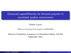 Enhanced superdiffusivity for directed polymer in correlated random environment Hubert Lacoin