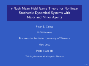 ✏ -Nash Mean Field Game Theory for Nonlinear Stochastic Dynamical Systems with